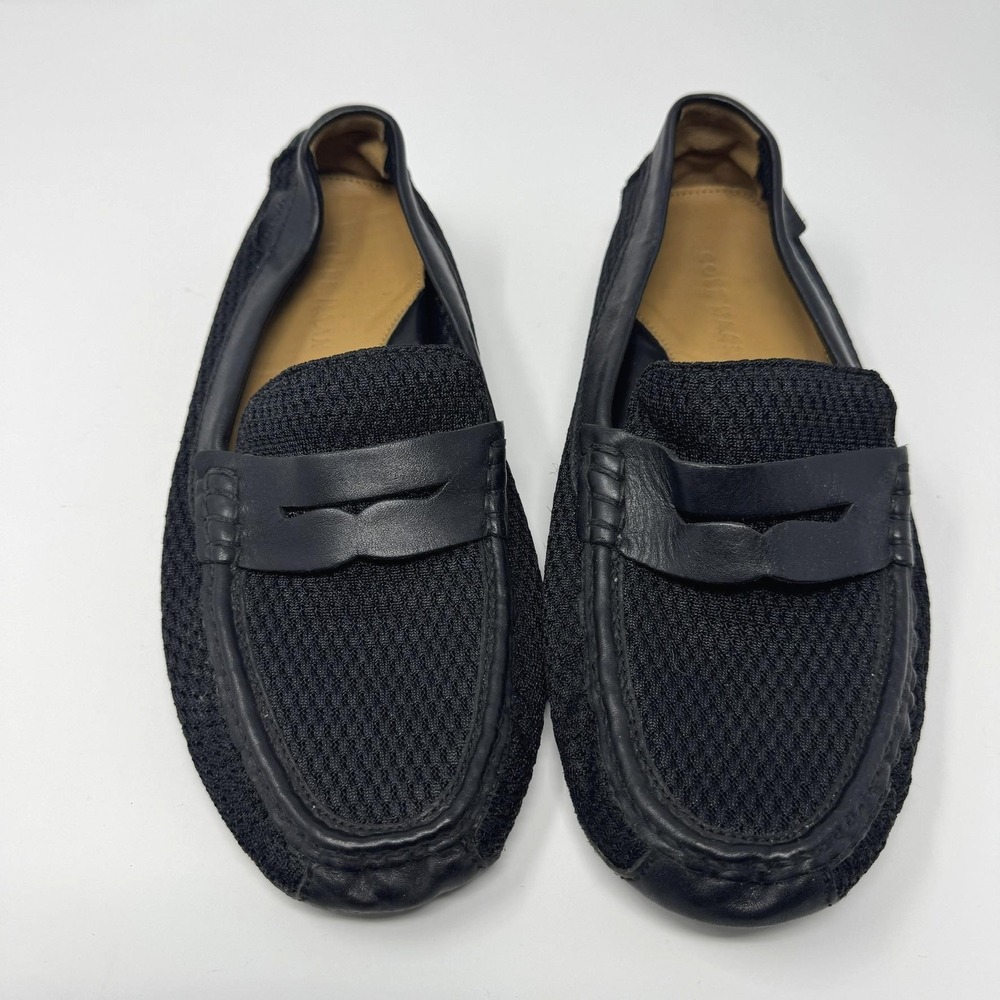 Cole Haan Shoes Mens Size 8M Black Driving Loafers Penny Mesh Leather Comfort